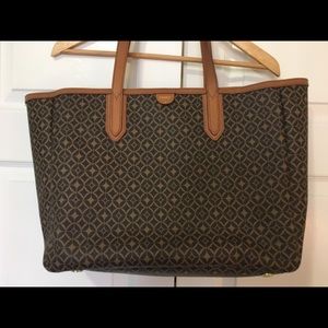 Fossil large brown leather tote
